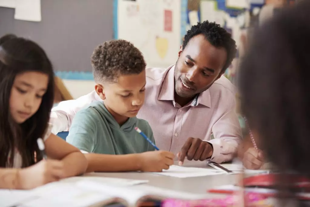 Elementary teacher who finds his work meaningful. 