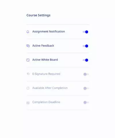 eLeaP LMS app - course management - settings