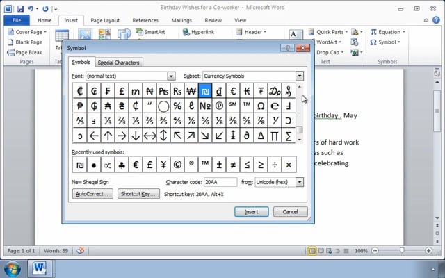 Microsoft Word 2010: Inserting Special Characters and Graphical Objects