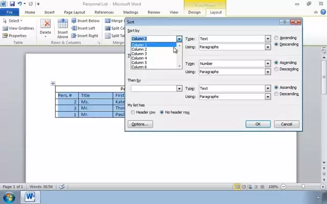 Microsoft Word 2010: Customizing Tables and Charts