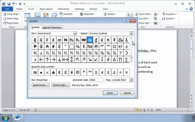 Microsoft Word 2010: Inserting Special Characters and Graphical Objects