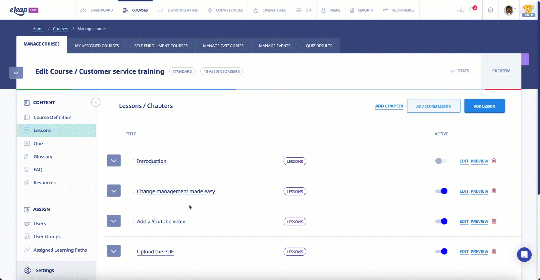 Lock LMS course lesson order