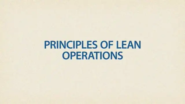 Principles of Lean Operations